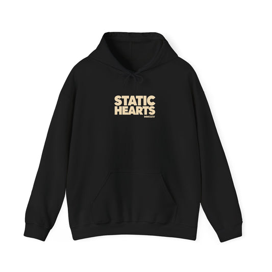 Static Hearts Minimal Retro Logo Hoodie
