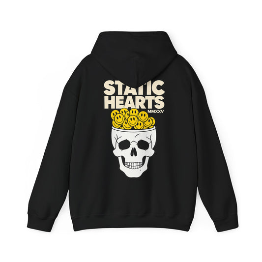 Static Hearts Smiley Skull Hoodie
