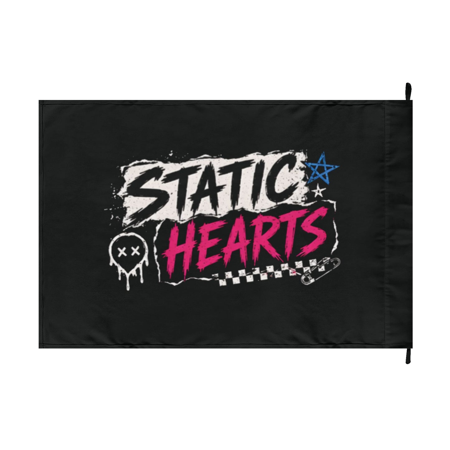 Static Hearts Band Flag — Double-Sided Punk Rock Logo