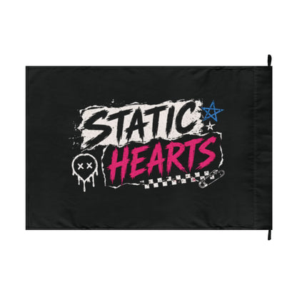 Static Hearts Band Flag — Double-Sided Punk Rock Logo
