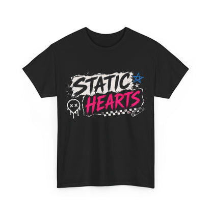 Static Hearts Punk Rock Graphic T-Shirt