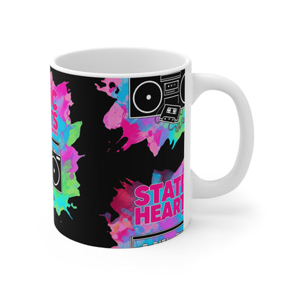 Static Hearts Neon Retro Boombox Mug