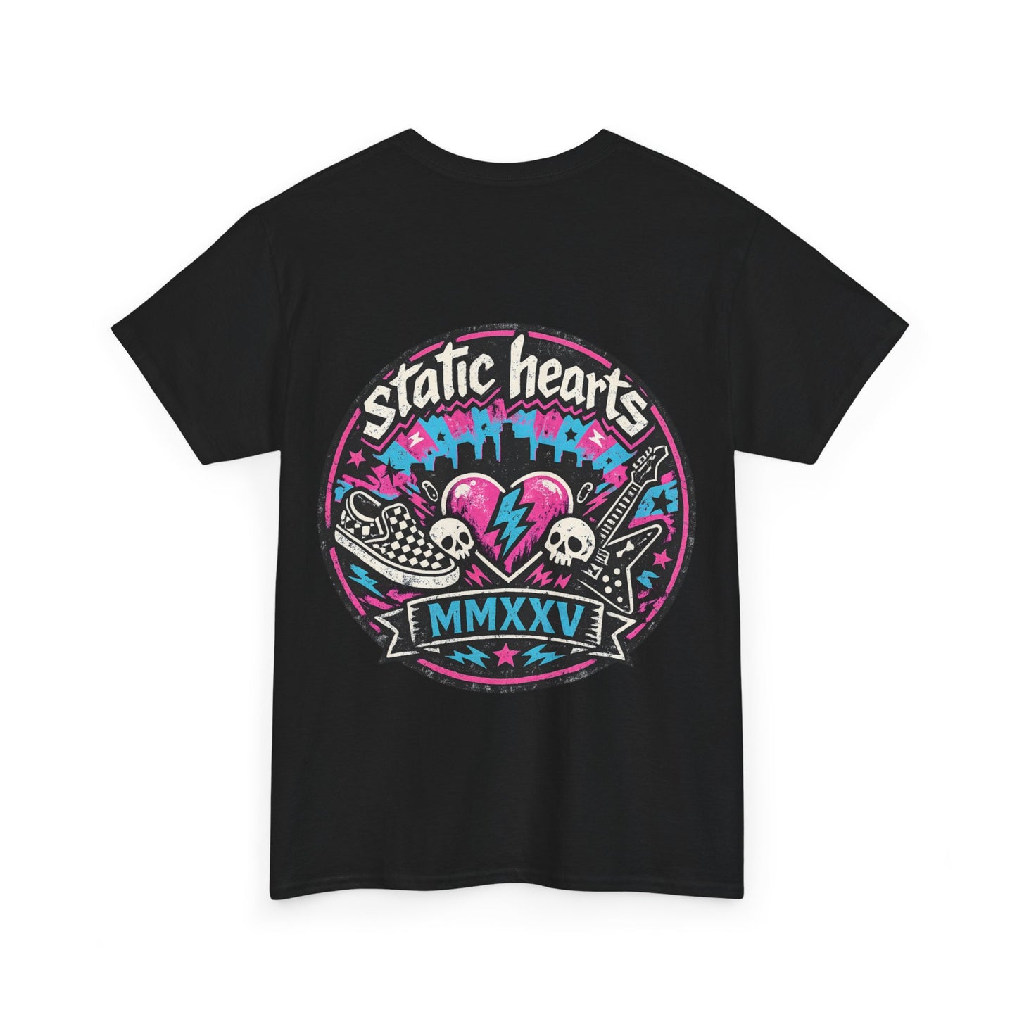 Static Hearts Retro Band T-Shirt