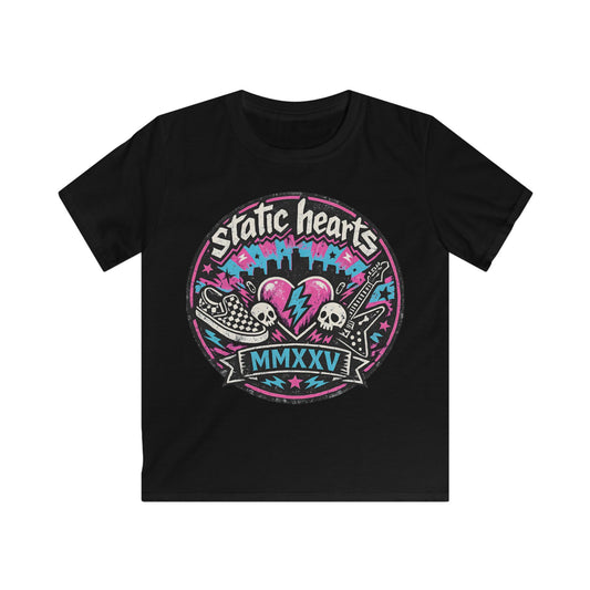 Kids Static Hearts Retro Band Tee