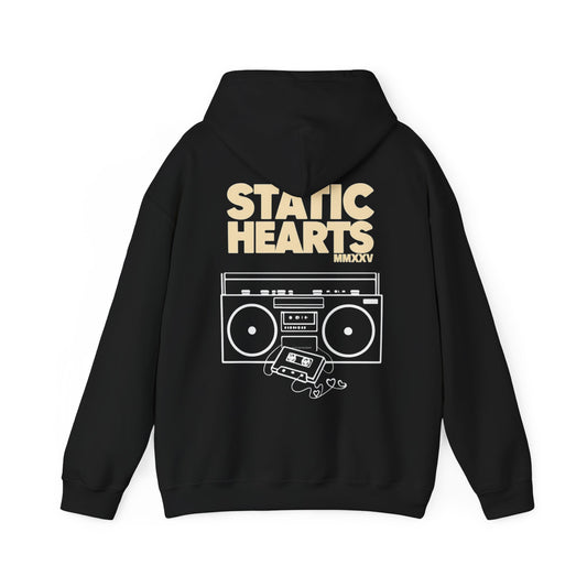 Static Hearts Minimal Retro Logo Hoodie
