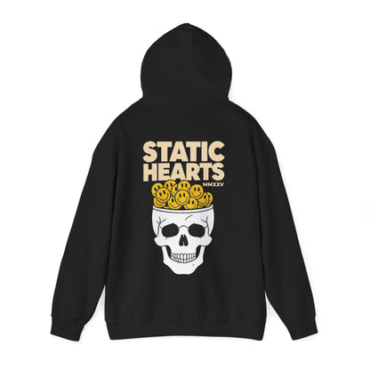 Static Hearts Smiley Skull Hoodie