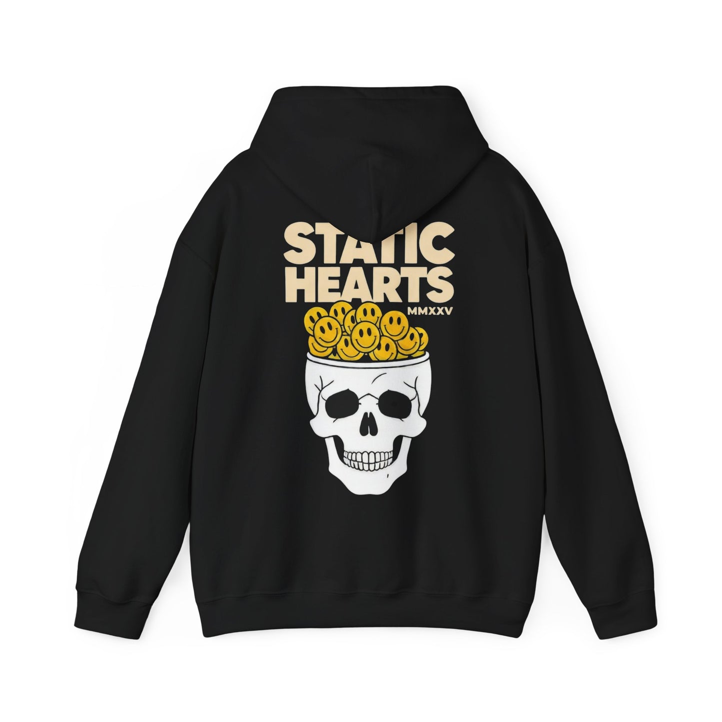 Static Hearts Smiley Skull Hoodie