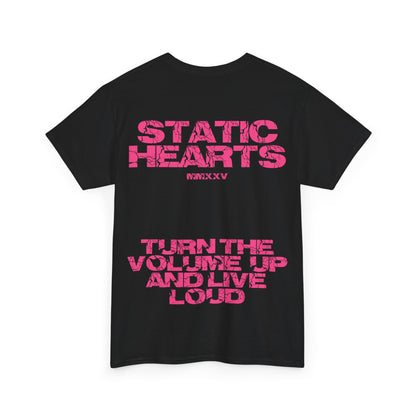 Electric Static Hearts Graphic T‑Shirt