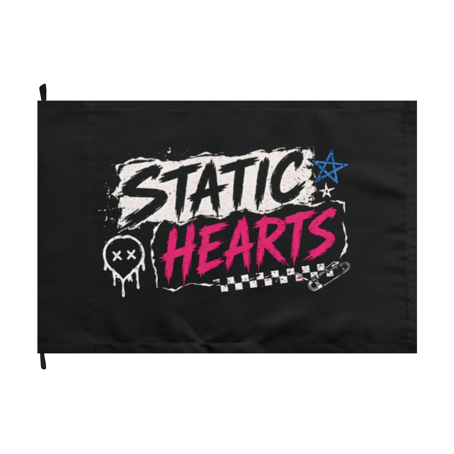 Static Hearts Band Flag — Double-Sided Punk Rock Logo