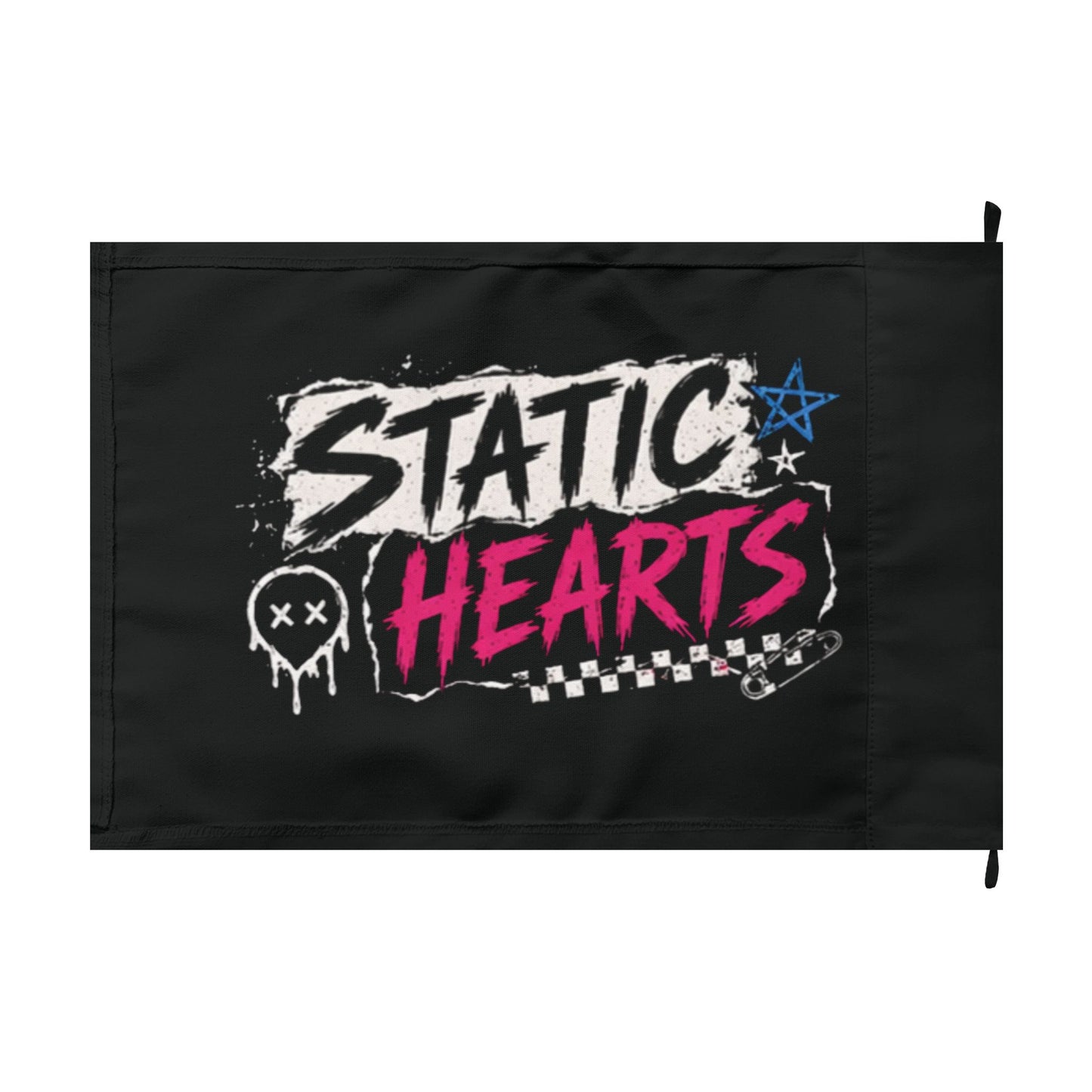 Static Hearts Band Flag — Double-Sided Punk Rock Logo