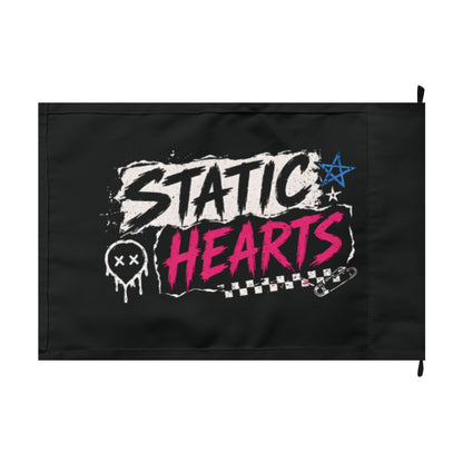 Static Hearts Band Flag — Double-Sided Punk Rock Logo