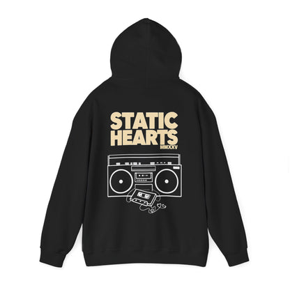 Static Hearts Minimal Retro Logo Hoodie